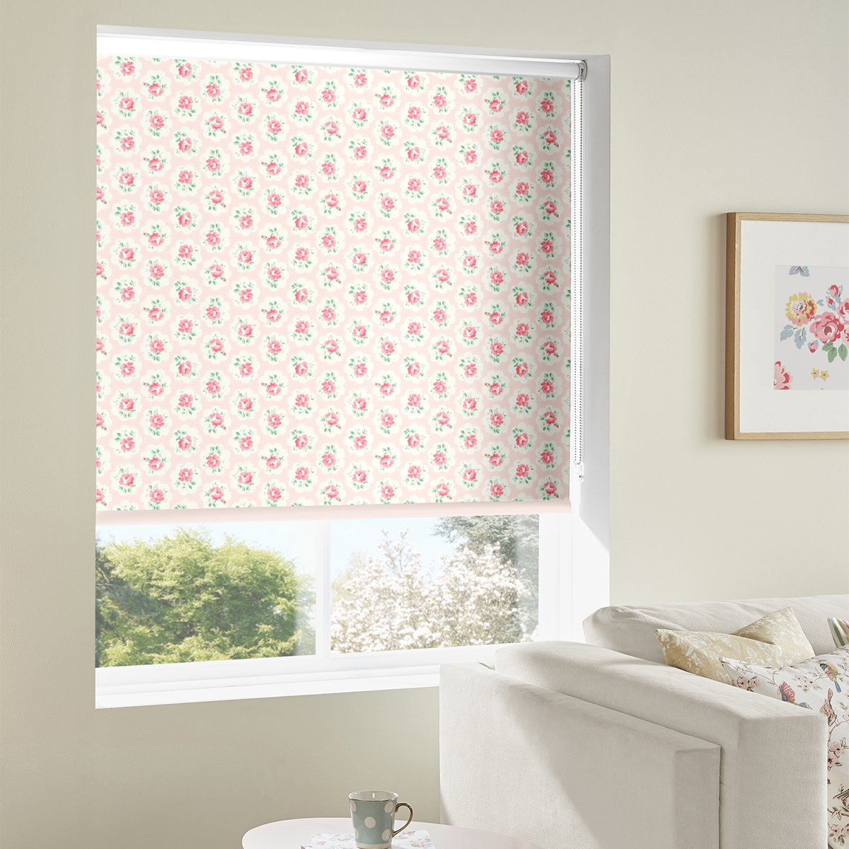 Product photograph of Cath Kidston Provence Rose Pink Roller Blind from Choice Furniture Superstore.